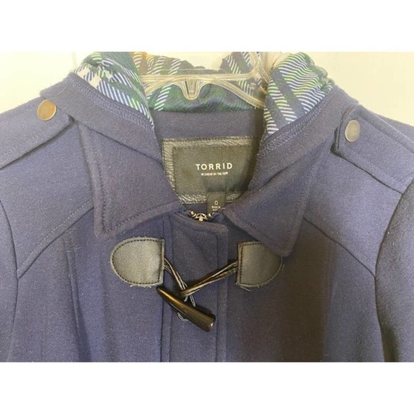 Torrid Hooded Knit Coat Sz 0 ( Large) Navy Toggle Buttons - Picture 3 of 5